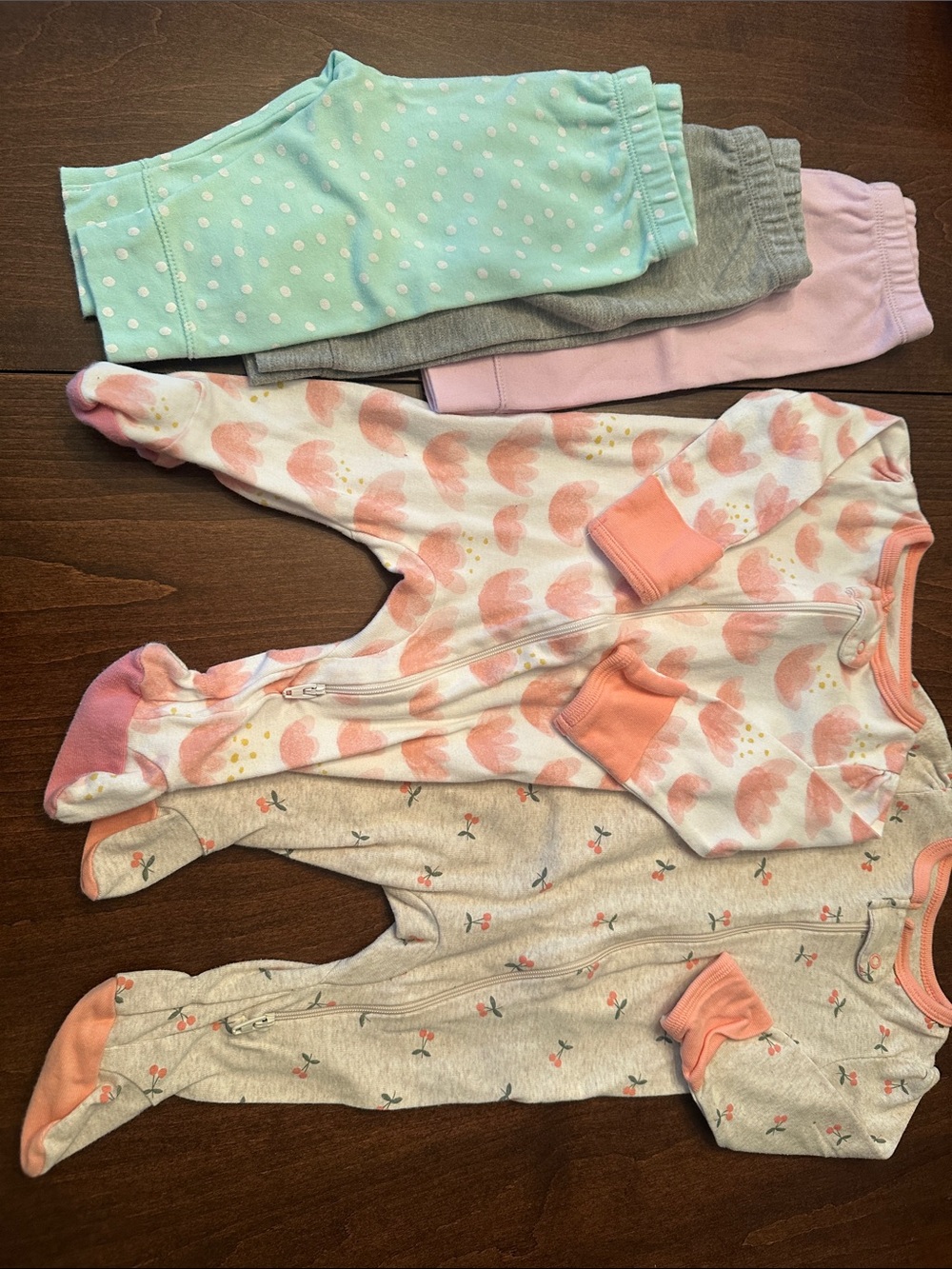 Cloud Island Baby Girls Set of Zipper Footed Pajamas & Pants